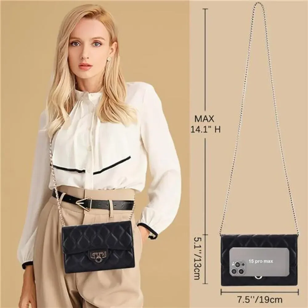 Stylish Small Quilted Crossbody Bag Compact Black Shoulder Bag for Women
